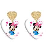 20 styles Love Cartoon Mickey Mouse pattern Acrylic Double sided Printed stainless steel Heart earings