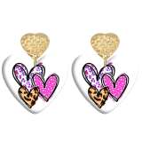 20 styles Love pattern Acrylic Double sided Printed stainless steel Heart earings