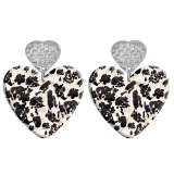 20 styles Love Leopard  pattern Acrylic Double sided Printed stainless steel Heart earings