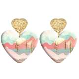 20 styles Love Sunset Landscape pattern Acrylic Double sided Printed stainless steel Heart earings