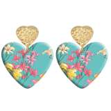 20 styles Love Flower pattern Acrylic Double sided Printed stainless steel Heart earings