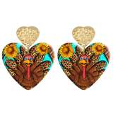20 styles Love cactus Piggy Tiger sheep  pattern Acrylic Double sided Printed stainless steel Heart earings