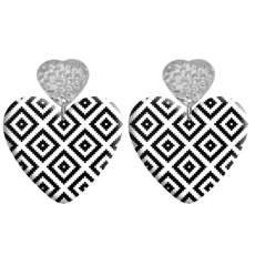 20 styles Love Black and white pattern Acrylic Double sided Printed stainless steel Heart earings