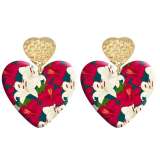 20 styles Love Flower pattern Acrylic Double sided Printed stainless steel Heart earings