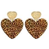 20 styles Love Leopard  pattern Acrylic Double sided Printed stainless steel Heart earings