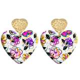 20 styles Love Flower pattern Acrylic Double sided Printed stainless steel Heart earings