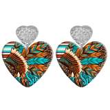 20 styles Love Cross cactus  pattern Acrylic Double sided Printed stainless steel Heart earings