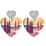 20 styles Love Sunset Landscape pattern Acrylic Double sided Printed stainless steel Heart earings