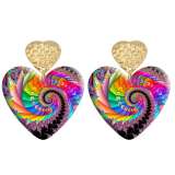 20 styles Love Colorful pattern Acrylic Double sided Printed stainless steel Heart earings