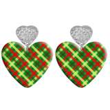 20 styles Love color  Checkered pattern Acrylic Double sided Printed stainless steel Heart earings