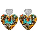 20 styles Love sunflower Flower Butterfly pattern Acrylic Double sided Printed stainless steel Heart earings