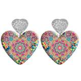 20 styles Love Bohemia pattern Acrylic Double sided Printed stainless steel Heart earings