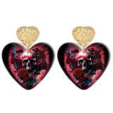 20 styles Love Halloween skull  girl pattern Acrylic Double sided Printed stainless steel Heart earings