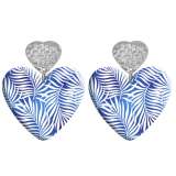 20 styles Love Flower pattern Acrylic Double sided Printed stainless steel Heart earings