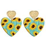 20 styles sunflower girl Love pattern Acrylic Double sided Printed stainless steel Heart earings
