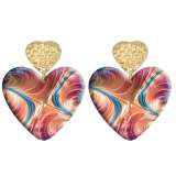 20 styles Love Colorful pattern Acrylic Double sided Printed stainless steel Heart earings
