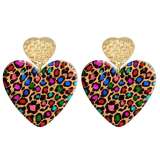 20 styles Love Leopard pattern Acrylic Double sided Printed stainless steel Heart earings
