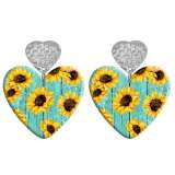 20 styles sunflower girl Love pattern Acrylic Double sided Printed stainless steel Heart earings