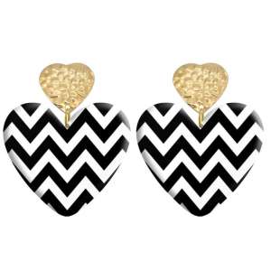 20 styles Love Black and white pattern Acrylic Double sided Printed stainless steel Heart earings