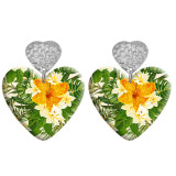 20 styles Love Flower pattern Acrylic Double sided Printed stainless steel Heart earings