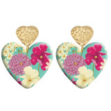 20 styles Love Flower pattern Acrylic Double sided Printed stainless steel Heart earings