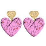 20 styles Love color pattern Acrylic Double sided Printed stainless steel Heart earings