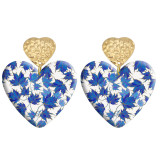 20 styles Love Flower pattern Acrylic Double sided Printed stainless steel Heart earings