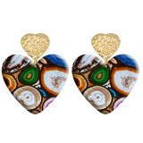 20 styles Love marble pattern Acrylic Double sided Printed stainless steel Heart earings