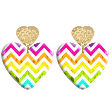 20 styles Love Pretty  pattern Acrylic Double sided Printed stainless steel Heart earings