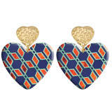 20 styles Love Pretty  pattern Acrylic Double sided Printed stainless steel Heart earings