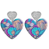 20 styles Love Bohemia pattern Acrylic Printed stainless steel Heart earings