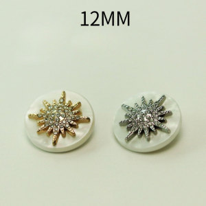 12MM Snow inlaid diamond metal imitation shellfish resin snap button charms