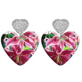 20 styles Love Flower pattern Acrylic Printed stainless steel Heart earings