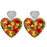 20 styles Love Flower pattern Acrylic Double sided Printed stainless steel Heart earings