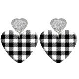 20 styles Love Checkered pattern Acrylic Double sided Printed stainless steel Heart earings