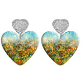 20 styles Love Flower pattern Acrylic Printed stainless steel Heart earings