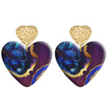 20 styles Love marble pattern Acrylic Double sided Printed stainless steel Heart earings