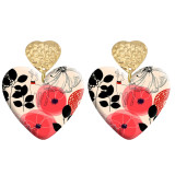 20 styles Love Flower pattern Acrylic Double sided Printed stainless steel Heart earings