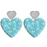 20 styles Love Blue pattern Acrylic Printed stainless steel Heart earings