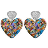 20 styles Love Flower pattern Acrylic Printed stainless steel Heart earings