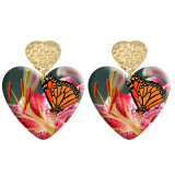 20 styles Love Flower pattern Acrylic Printed stainless steel Heart earings