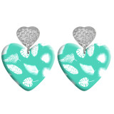 20 styles Love Blue pattern Acrylic Printed stainless steel Heart earings