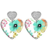 20 styles Love Flower pattern Acrylic Printed stainless steel Heart earings