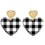 20 styles Love Checkered pattern Acrylic Double sided Printed stainless steel Heart earings