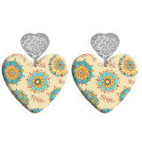 20 styles Love Flower  pattern Acrylic Double sided Printed stainless steel Heart earings