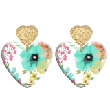 20 styles Love Flower pattern Acrylic Printed stainless steel Heart earings