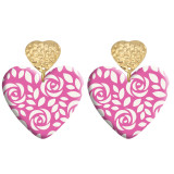 20 styles Love Flower  pattern Acrylic Double sided Printed stainless steel Heart earings