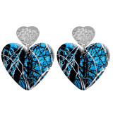 20 styles Love color pattern Acrylic Double sided Printed stainless steel Heart earings
