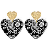 20 styles Love Bohemia pattern Acrylic Printed stainless steel Heart earings