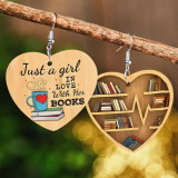 Book Lovers Letter Love Shelf Reader librarian Earrings Double sided Wooden Earrings